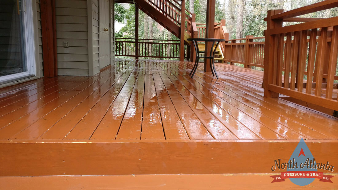 Deck pressure washing after picture in sandy springs, GA